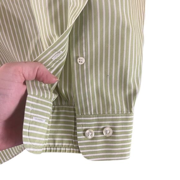 Brooks Brothers 346 Non Iron Green White Stripes Long Sleeve Button Down Shirt M - Picture 6 of 6